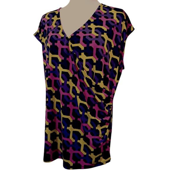 LIZ CLAIBORNE Stretchy Faux Wrap Blouse Top Plus 1X Surplice Career Office VNeck - Picture 7 of 7